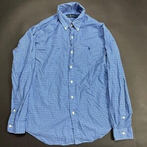 Ralph Lauren Blue Plaid Button Down Shirt Long‎ Sleeve Men's Size M